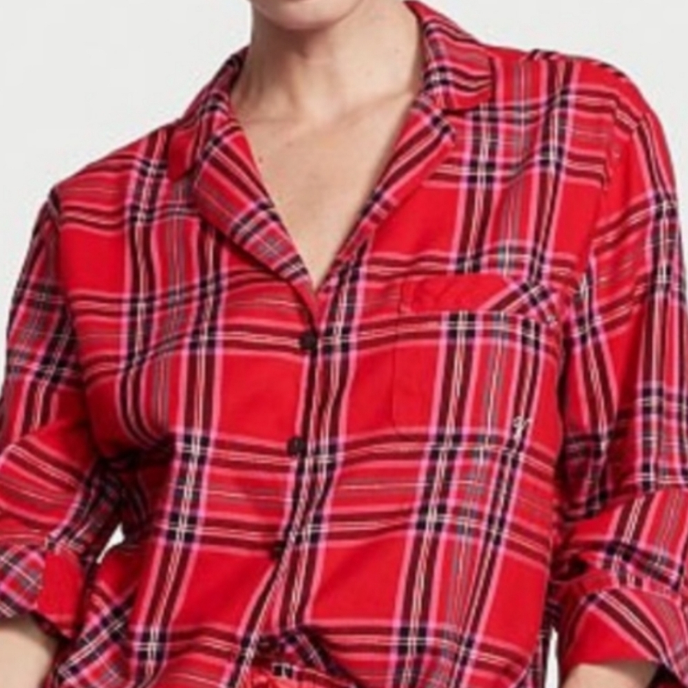 Victoria’s Secret women's top multicolor flannel tartan plaid size M